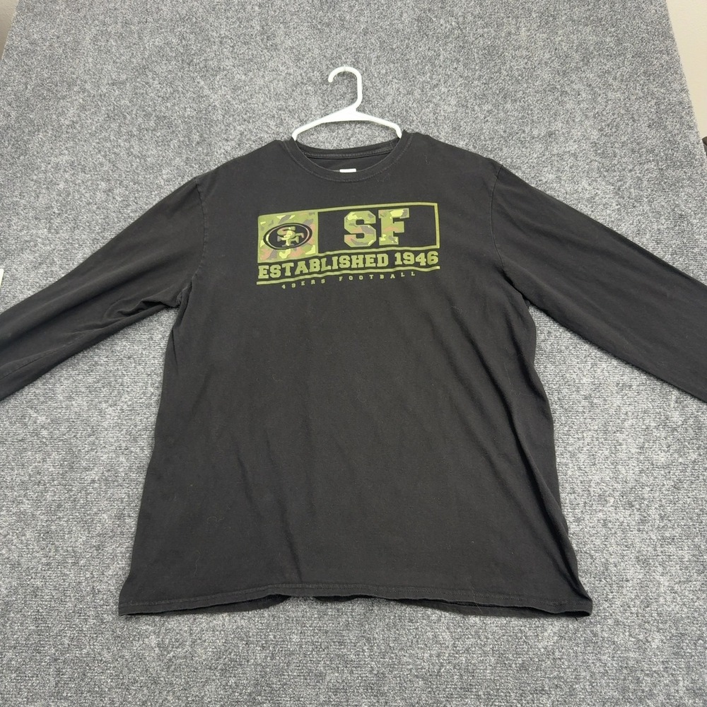 San Francisco 49ers NFL Team Apparel Shirt Mens XL Black Cotton Long Sleeve Tee